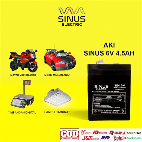 Jual Aki Kering VRLA Emergency SINUS 6V 4Ah 4 5Ah Accu Aki Gell Baterai