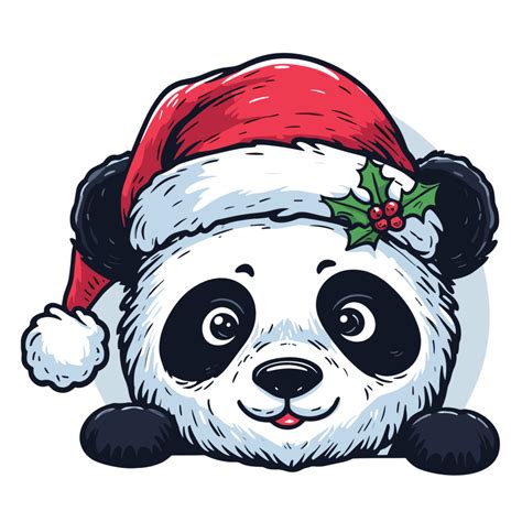 Beautiful Christmas Panda Wearing Santa Hat Ai Generative 33823867 Png