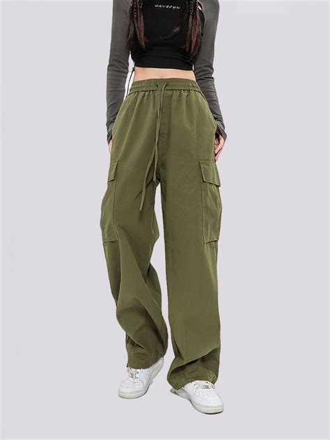 Cargo Pants Women High Waist Baggy Cargo Pants Cotton Multiple Pockets