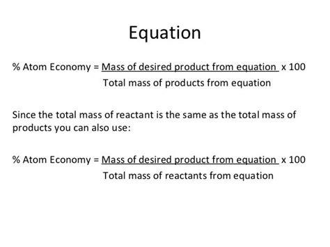 Chemistry Calculations Percent Yield And Atom Economy