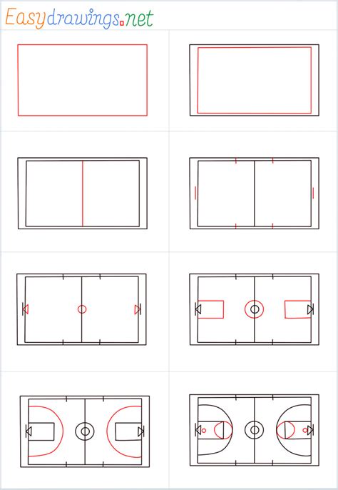 How To Draw A Basketball Court Step By Step At Drawing Tutorials