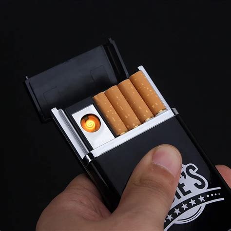 Portable Plastic Cigarette Boxes With Electronic USB Lighter