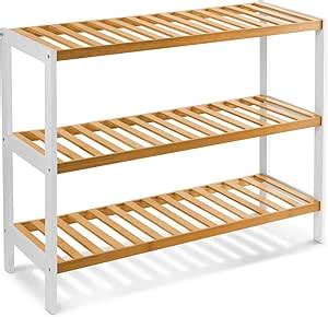 Woodsbro Tier Natural Bamboo Shoe Rack Easy Assembly Shelf Organizer