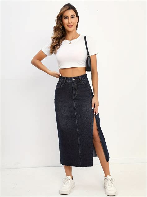 Lange Denim Rok Artofit