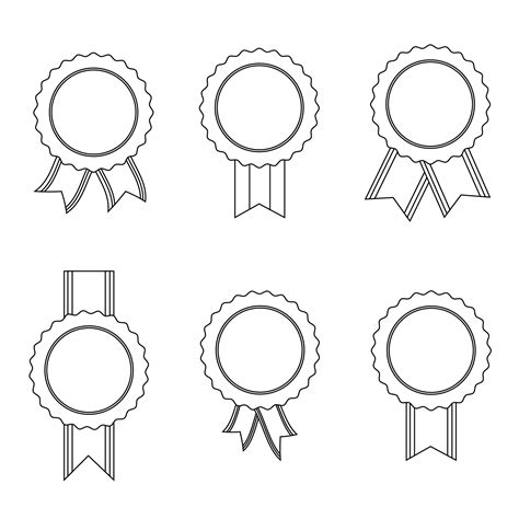 Set Of Line Style Ribbon Badges Vector Illustration On White