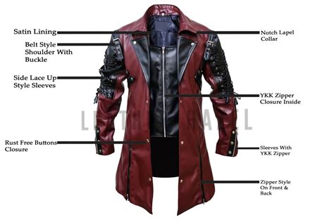 Goth Matrix Trench Steam Punk Gothic Long Leather Coat Punk Clothes Burgundy And Black Rave