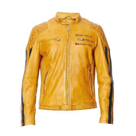 Redskins Rivas Blouson En Cuir Jaune Blouson Homme Brandalley Iziva