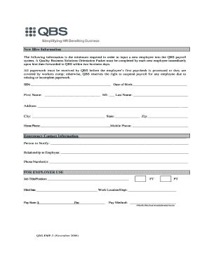 Fillable Online New Employee Orientation Packet Qbs Fax Email Print