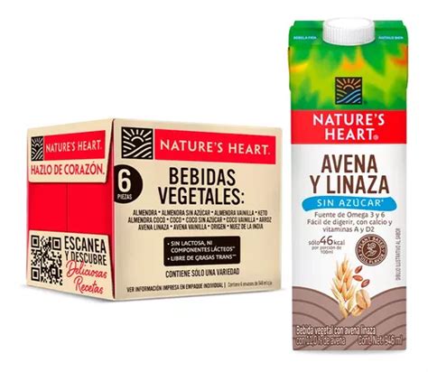 Pack X6 Bebidas Natures Heart De Avena Y Linaza Sin Azúcar Mercadolibre