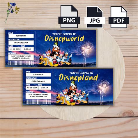 Printable Disneyland Surprise Ticket Disneyworld Ticket Surprise