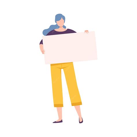 Premium Vector | Young woman standing with blank poster struggle for