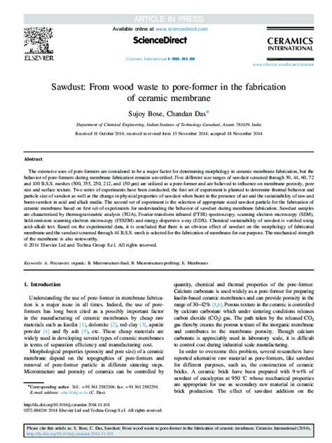 (PDF) Sawdust: From wood waste to pore-former in the fabrication of ...