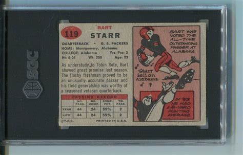 Topps Bart Starr Rookie Rc Packers Sgc Ebay