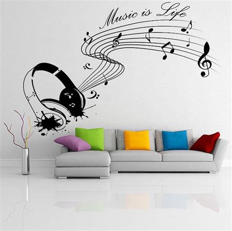 Music Is Life Wall Sticker Note Quote T Decor Art Vinyl Decal Dj