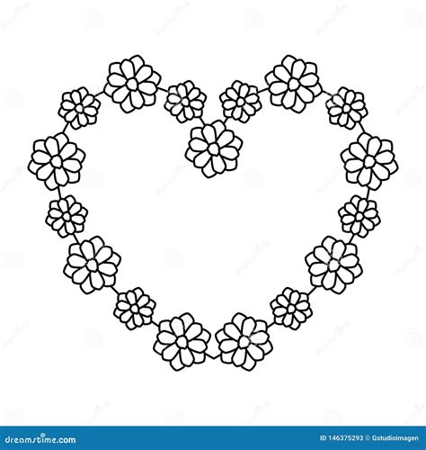 Beautiful Flowers With Heart Shape Stock Illustration Illustration Of