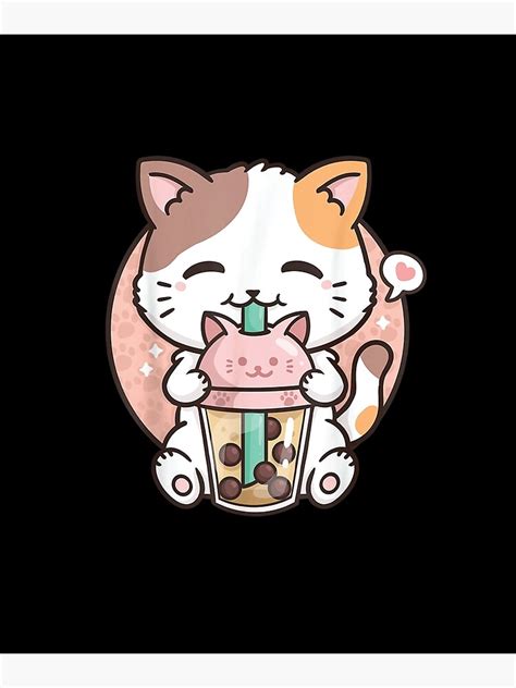 Boba Tea Cat Bubble Tea Cat Milk Tea Kawaii Anime Cat Art Print By