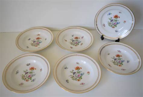 6 ASSIETTES CREUSES en Porcelaine Emaux de Limoges Mehun Ø 23 cm 21 77