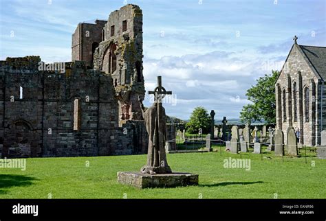 Lindisfarne Priory Ruins - Holy Island Stock Photo - Alamy