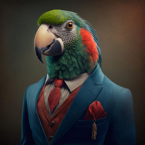 Premium Photo Portrait Of A Parrot Dressed In A Formal Business Suit