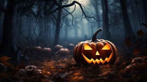 Premium Ai Image Photo Halloween Background Spooky Pumpkin With Moon