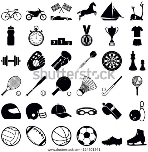 Sports Icon Collection Vector Silhouette Illustration Stock Vector