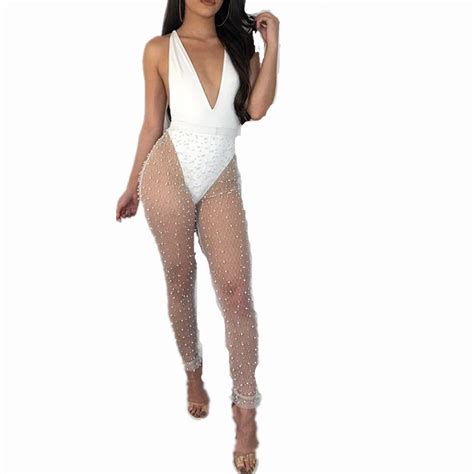 Sexy Women Pearl Beach Mesh Sheer See Through Beachwear Fishnet