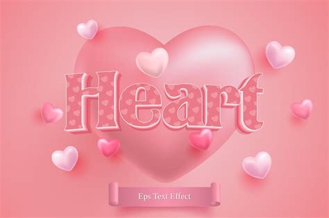 Premium Vector | Pink editable text effect with hearts