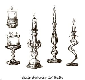 Hand Drawn Candles Retro Candlesticks Stock Vector Royalty Free