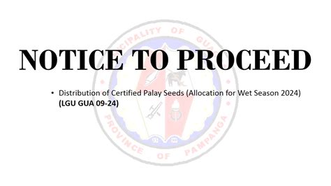 NOTICE TO PROCEED For LGU GUA 09 S 2024 Official Website Of Guagua