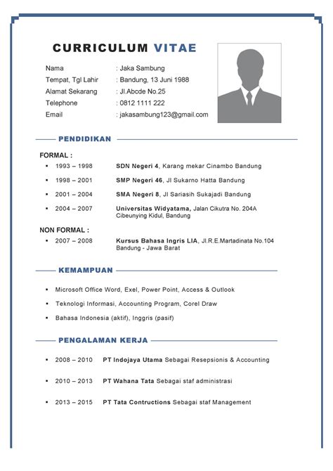 17 Contoh CV Menarik Dari Yang Biasa Hingga Anti Mainstream Lengkap