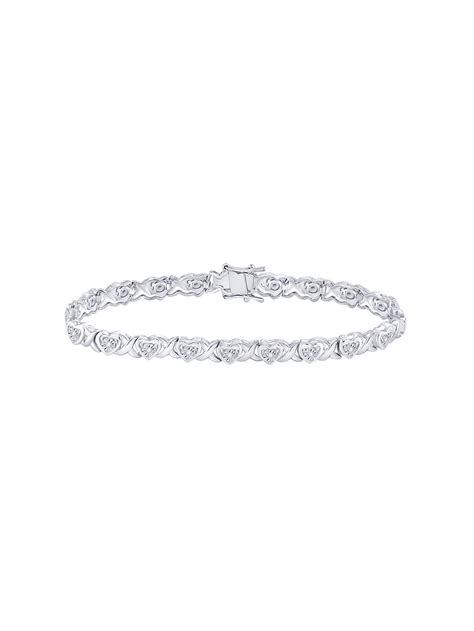 Aa Jewels Solid 925 Sterling Silver Round Diamond Heart Tennis Bracelet 1 4 Ct