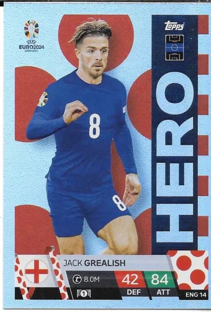 Topps Match Attax Euro Jack Grealish Eroe Inghilterra Eur