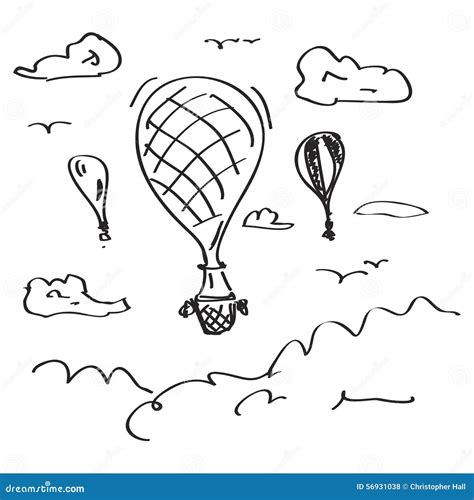 Simple Doodle Of A Hot Air Balloon Stock Vector Illustration Of