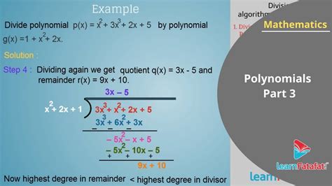 Polynomials Class 10 Maths Division Algorithm For Polynomials Youtube