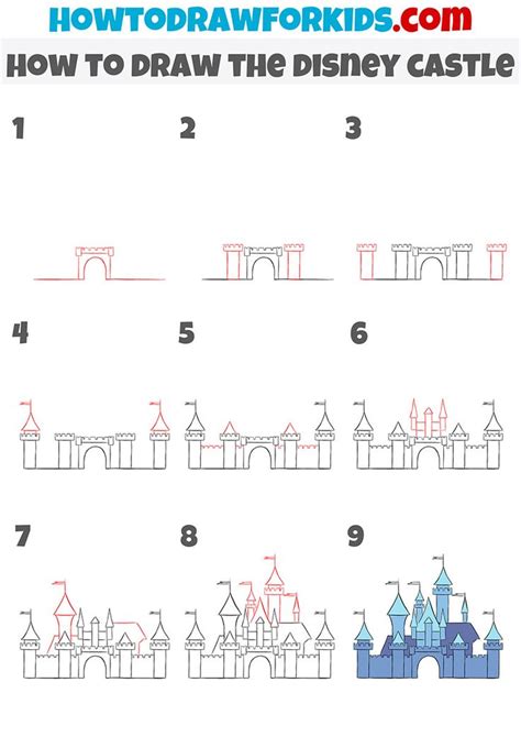 How To Draw The Disney Castle Step By Step In Disney Drawing