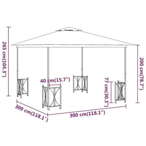 Tonnelle Avec Parois Et Toit Double 3x3 M Taupe Qqmora Yy10385