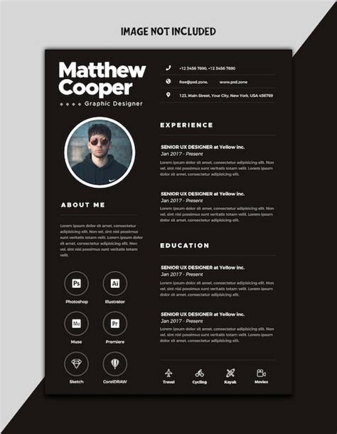 Premium Psd Black Resume Template