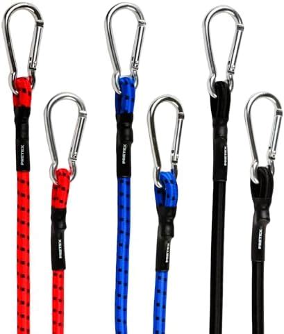 PRETEX 6 Bungee Cords With Carabiner Hooks 3 Different Lengths