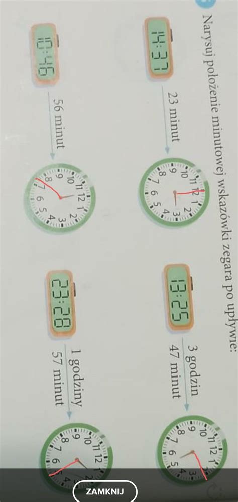 Narysuj Po O Enie Minutowej Wskaz Wki Zegara Po Up Ywie Brainly Pl