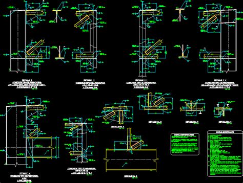 Detalles De Conexiones En Armaduras En AutoCAD Librería CAD