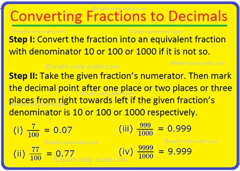 converting fractions  decimals solved examples  worksheet