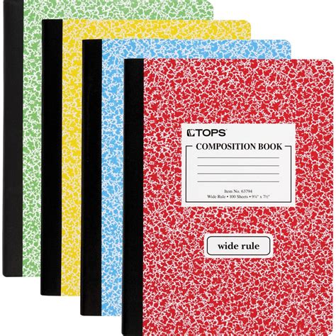 Tops Wide Ruled Composition Books Sheets Sewn Ruled Red