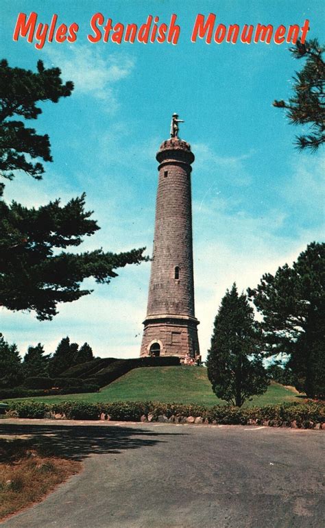 Vintage Postcard Miles Standish Monument Duxbury Massachusetts Ma United States