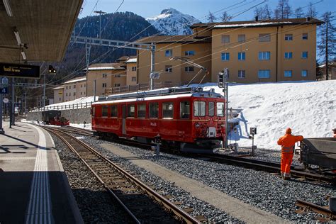 Der RhB Triebwagen ABe 4 4 II 46 Wird Am 22 03 2023 In Pontresina An