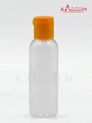 Ml Transperent Boston Pet Bottle With Mm Orange Flip Top Cap