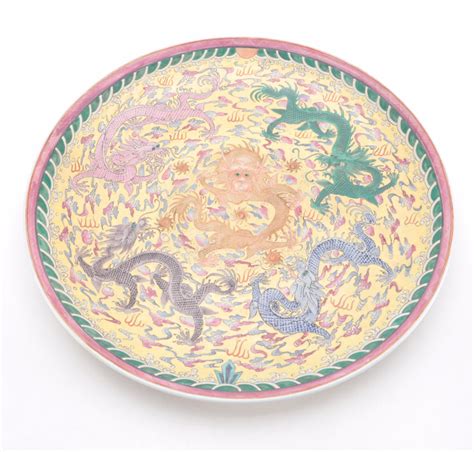 Chinese Porcelain Famille Jaune Dragon Chargers Everything But The House