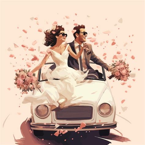 Premium Vector Just Married Vector Illustrated