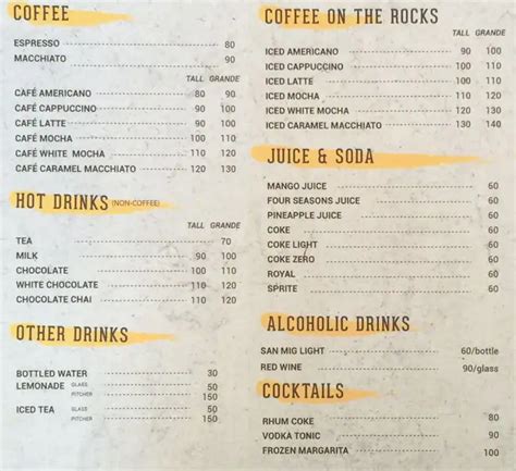 Menu At Ondo Espresso Cafe Cebu City