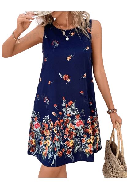 Robe Florale Casual Sans Manches Mon Magasin Tendance