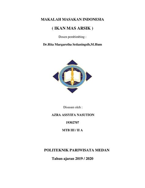 Jurnal Mengenai Masakan Indonesia Ikan Arsik MAKALAH MASAKAN